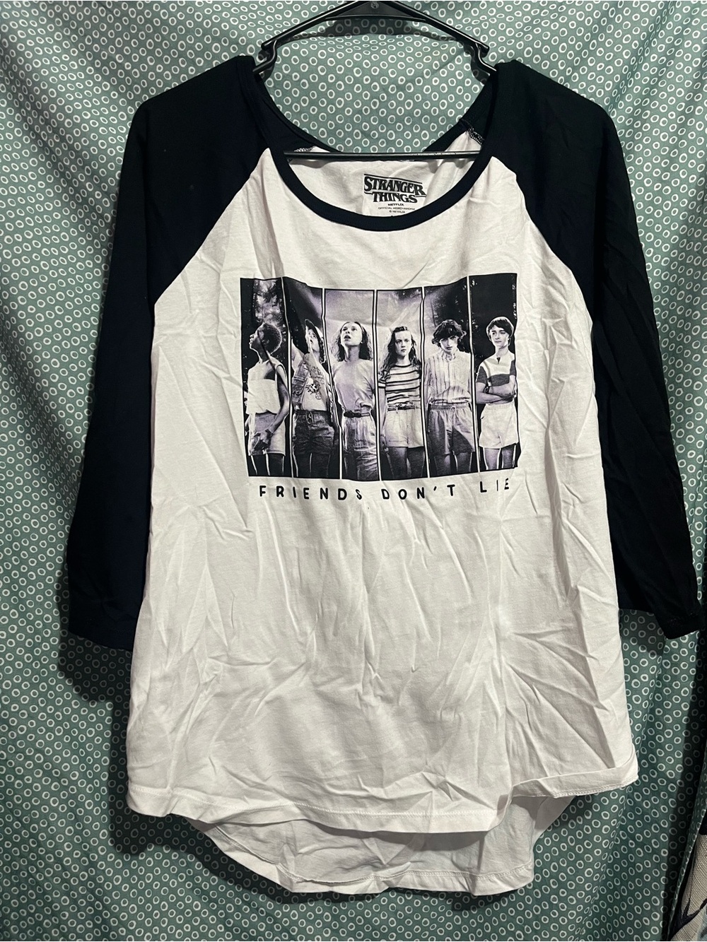 Kids' Black & White Raglan Long Sleeve Tee - Friends Don't Lie